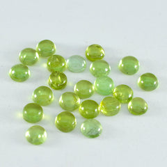 Riyogems 1PC Green Peridot Cabochon 4x4 mm Round Shape AAA Quality Gemstone