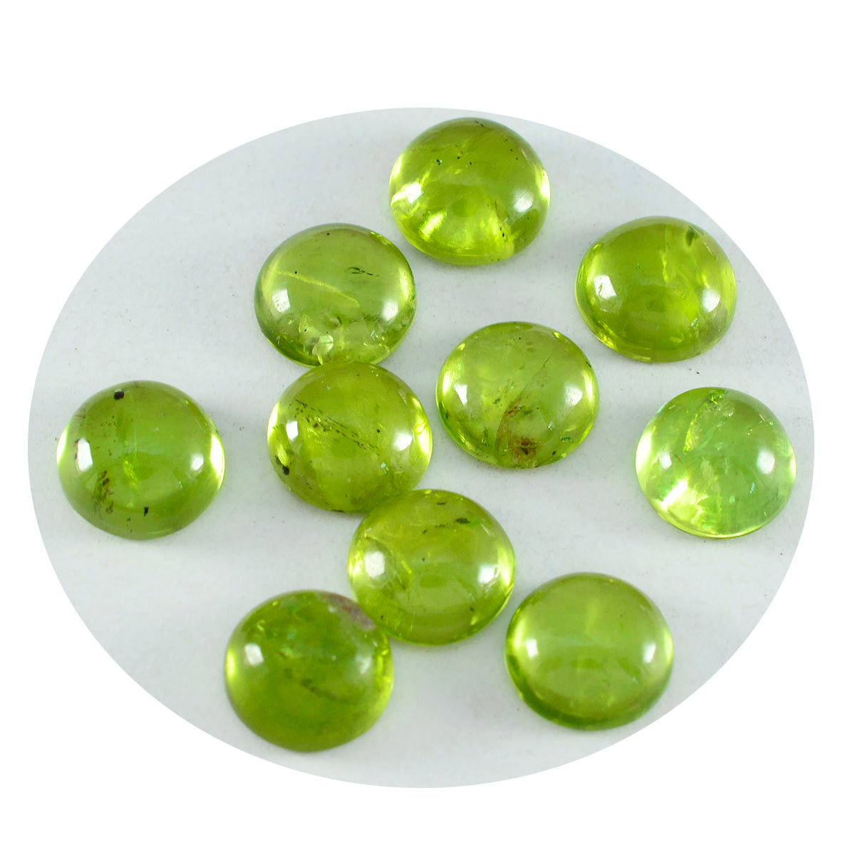 Riyogems 1 pc cabochon péridot vert 6x6 mm forme ronde a + 1 pierres précieuses en vrac de qualité