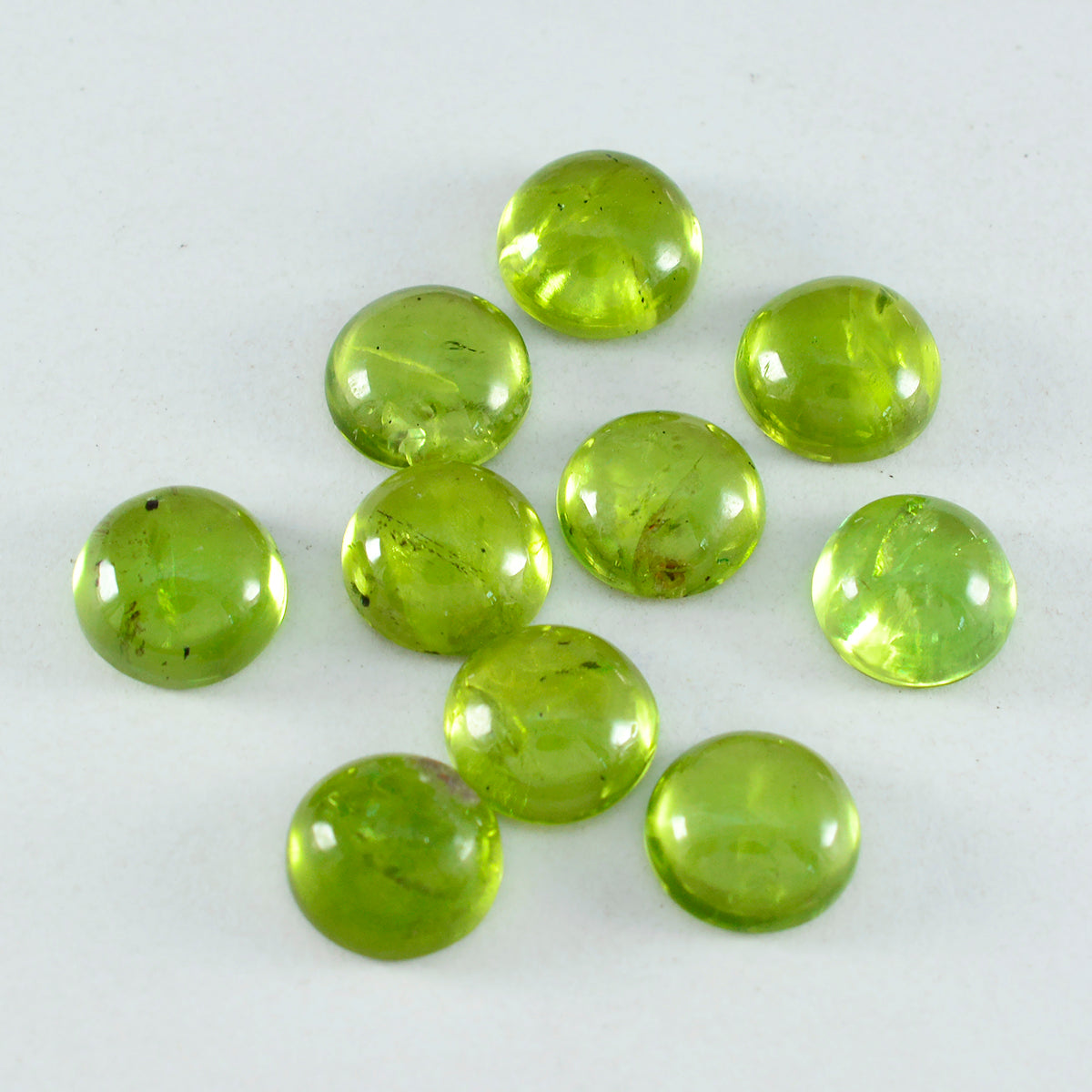 riyogems 1 pieza cabujón de peridoto verde 6x6 mm forma redonda a+1 gemas sueltas de calidad