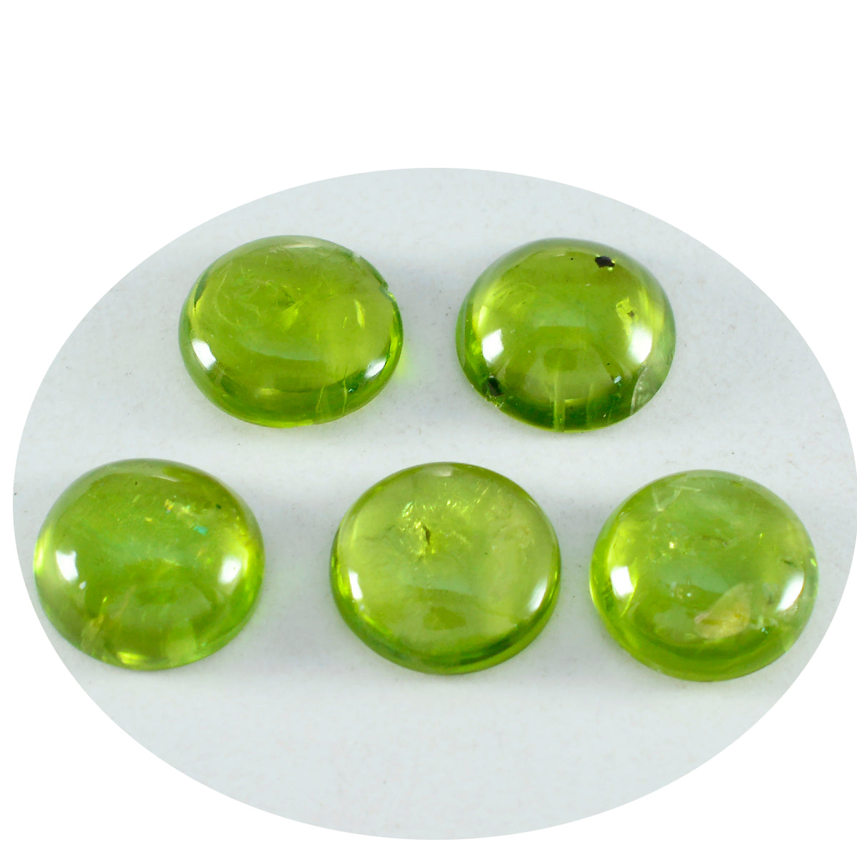 Riyogems 1 pc cabochon péridot vert 8x8 mm forme ronde bonne qualité pierre précieuse en vrac
