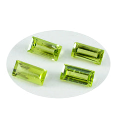 Riyogems 1 pièce péridot vert véritable à facettes 5x10mm forme baguette belle pierre précieuse de qualité