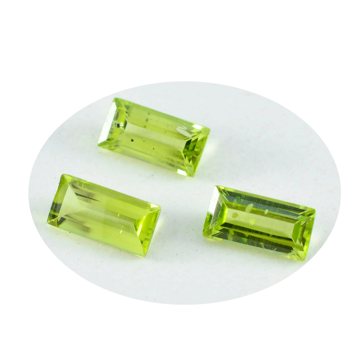 riyogems 1 pezzo di peridoto verde autentico sfaccettato 6x12 mm a forma di baguette, gemme di qualità attraente
