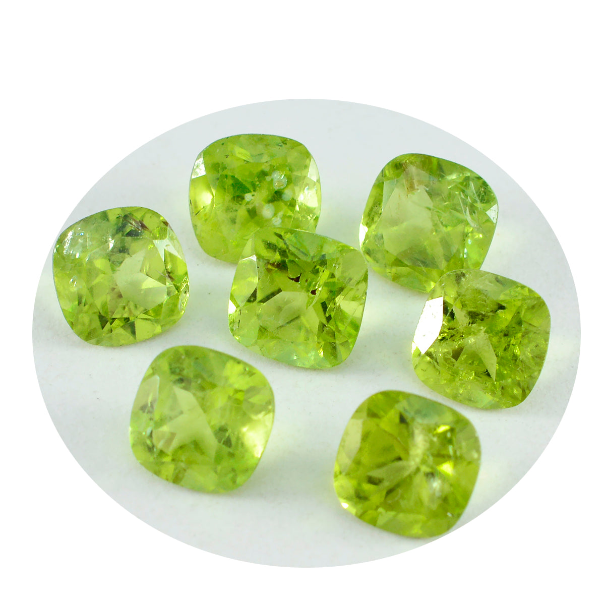 Riyogems, 1 pieza, peridoto verde natural facetado, 5x5mm, forma de cojín, gemas sueltas de buena calidad