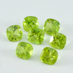 riyogems 1pc ナチュラル グリーン ペリドット ファセット 5x5 mm クッション形状の見栄えの良い品質のルース宝石