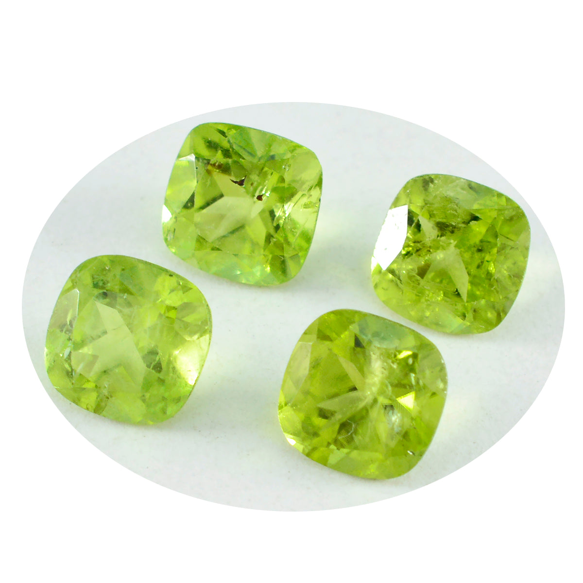 riyogems 1pc real green peridot faceted 6x6 mm cushion shape excellent quality loose stone