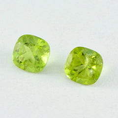 riyogems 1pc genuine green peridot faceted 7x7 mm cushion shape pretty quality loose gemstone