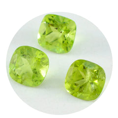 riyogems 1pc real green peridot faceted 9x9 mm cushion shape lovely quality gems