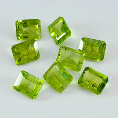 Riyogems 1PC Real Green Peridot Faceted 5x7 mm Octagon Shape fantastic Quality Loose Gem