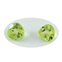 Riyogems 1 pièce de péridot vert véritable à facettes 6x6mm en forme de cœur, pierre précieuse de qualité incroyable