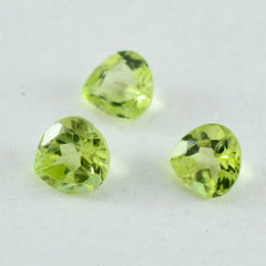 Riyogems 1 pièce péridot vert naturel à facettes 7x7mm en forme de cœur, jolie pierre précieuse en vrac de qualité