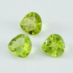 Riyogems 1PC Genuine Green Peridot Faceted 9x9 mm Heart Shape AA Quality Loose Stone