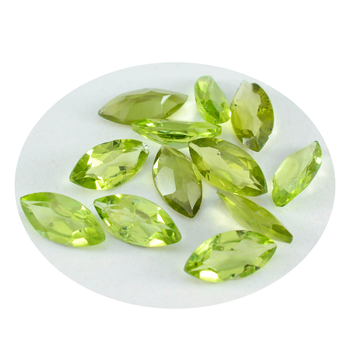 Riyogems 1PC Real Green Peridot Faceted 4x8 mm Marquise Shape A+ Quality Gem