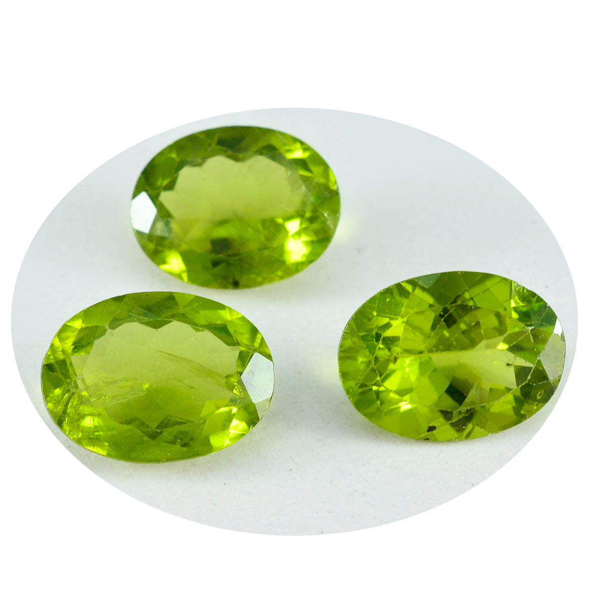 Riyogems 1 pièce véritable péridot vert à facettes 10x14mm forme ovale qualité étonnante pierres précieuses en vrac