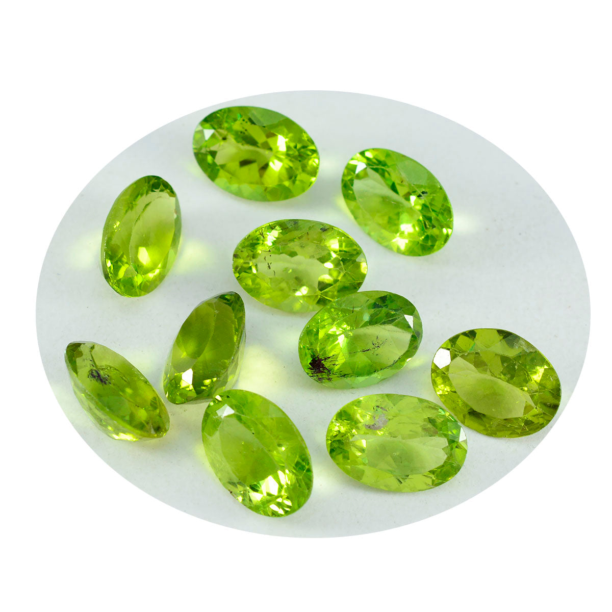 riyogems 1pc natural green peridot faceted 6x8 mm oval shape handsome quality gem