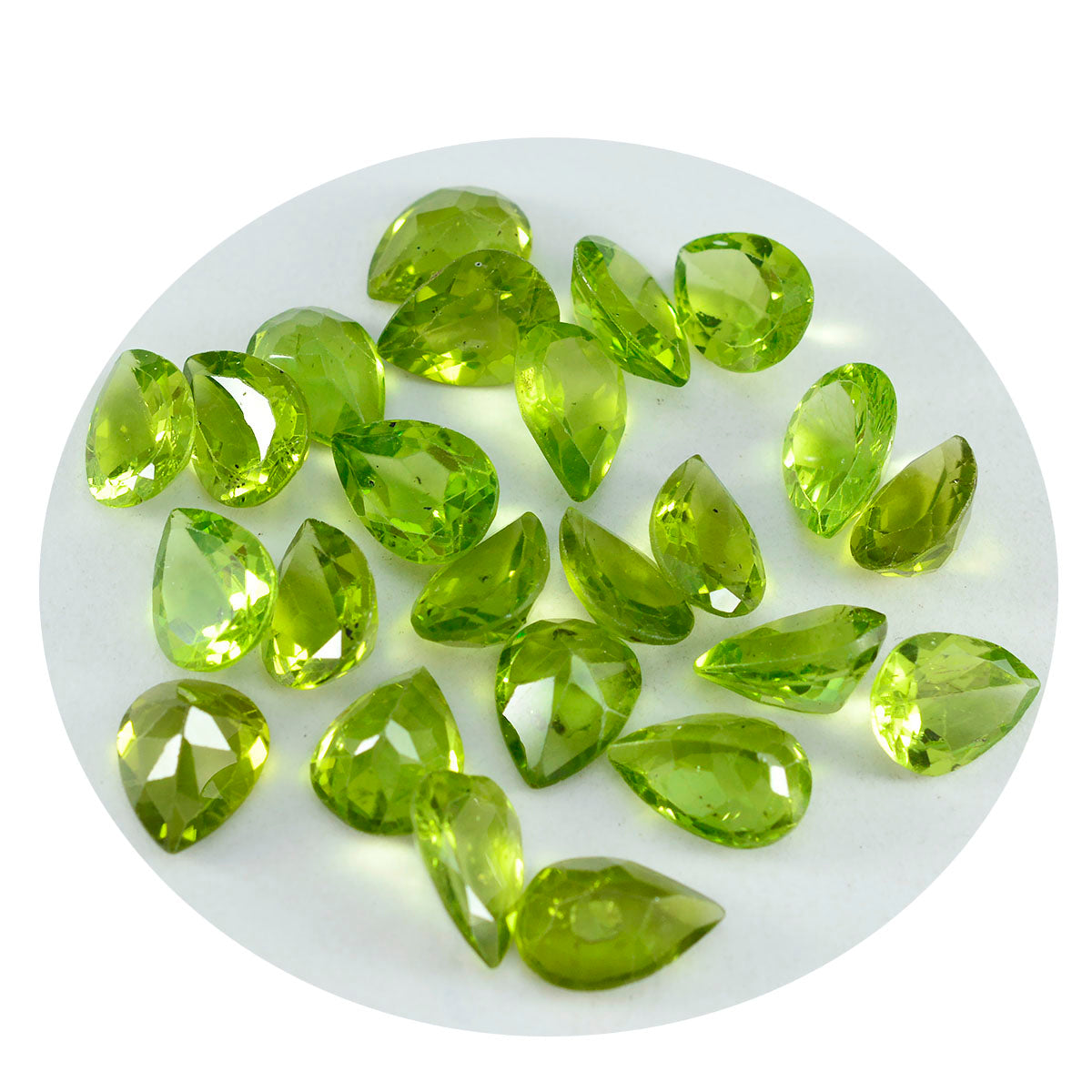 Riyogems 1PC Natural Green Peridot Faceted 5x7 mm Pear Shape fantastic Quality Gems