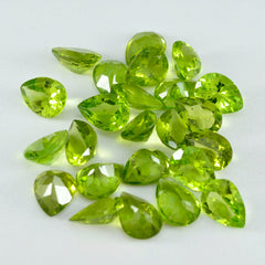 Riyogems 1PC Natural Green Peridot Faceted 5x7 mm Pear Shape fantastic Quality Gems