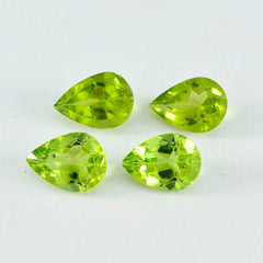 Riyogems 1pc véritable péridot vert à facettes 7x10mm forme de poire pierre précieuse de merveilleuse qualité