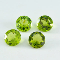 Riyogems 1pc véritable péridot vert à facettes 10x10mm forme ronde a1 qualité pierre précieuse en vrac
