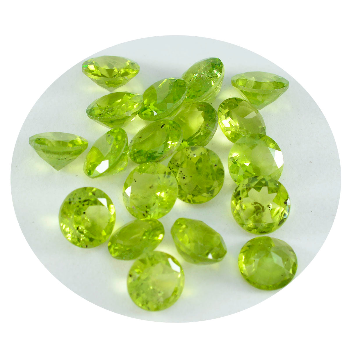 riyogems 1pc natural green peridot faceted 5x5 mm round shape a quality stone