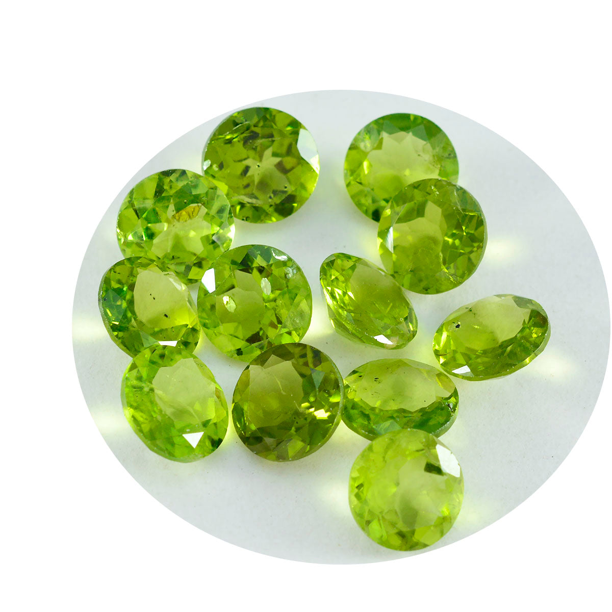 riyogems 1pc real green peridot faceted 6x6 mm round shape aa quality gemstone