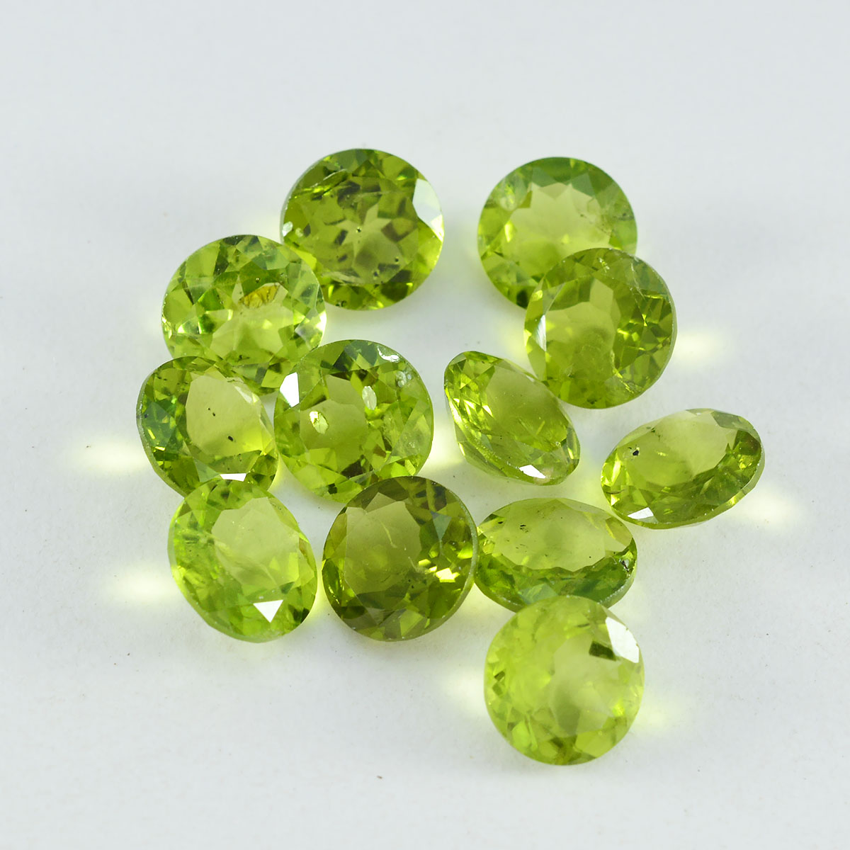 riyogems 1pc real green peridot faceted 6x6 mm round shape aa quality gemstone