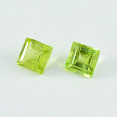 Riyogems 1PC Natural Green Peridot Faceted 10x10 mm Square Shape handsome Quality Loose Gem