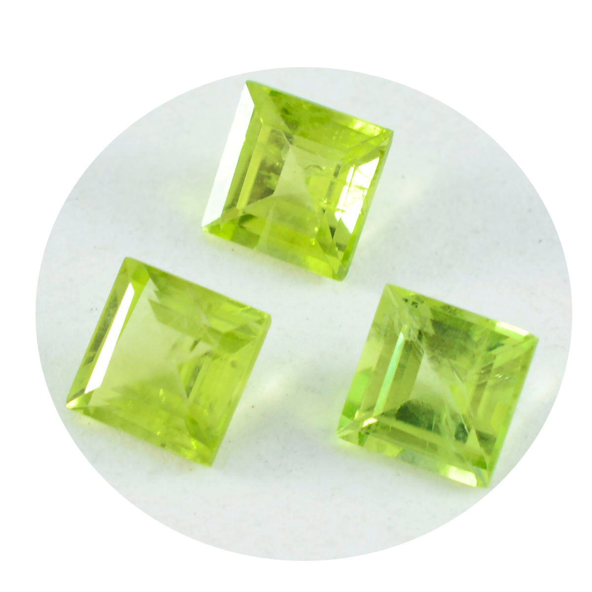 riyogems 1pc リアル グリーン ペリドット ファセット 11x11 mm 正方形の形状の素晴らしい品質のルース宝石