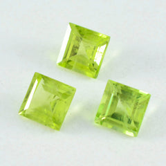 Riyogems 1PC Real Green Peridot Faceted 11x11 mm Square Shape great Quality Loose Gems