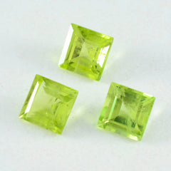 riyogems 1 st äkta grön peridot fasetterad 11x11 mm fyrkantig form lösa ädelstenar av hög kvalitet