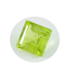 riyogems 1pc péridot vert naturel à facettes 13x13mm forme carrée qualité surprenante pierre précieuse en vrac