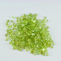 Riyogems, 1 pieza, peridoto verde auténtico facetado, 3x3mm, forma cuadrada, gemas sueltas de buena calidad