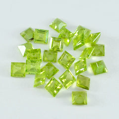 Riyogems 1pc véritable péridot vert à facettes 5x5mm forme carrée belle qualité pierre précieuse en vrac