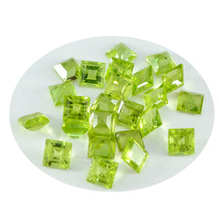 Riyogems 1PC Genuine Green Peridot Faceted 6x6 mm Square Shape excellent Quality Gem