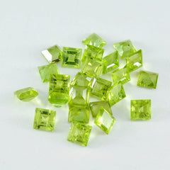 riyogems 1 st äkta grön peridot fasetterad 6x6 mm kvadratisk form utmärkt kvalitet pärla