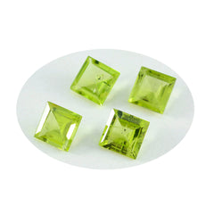 Riyogems 1PC Genuine Green Peridot Faceted 9x9 mm Square Shape lovely Quality Gemstone