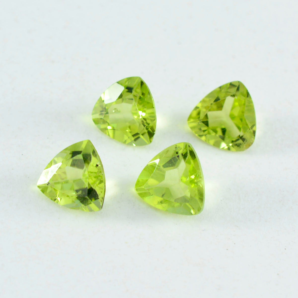 riyogems 1pc natural green peridot faceted 10x10 mm trillion shape aa quality gem