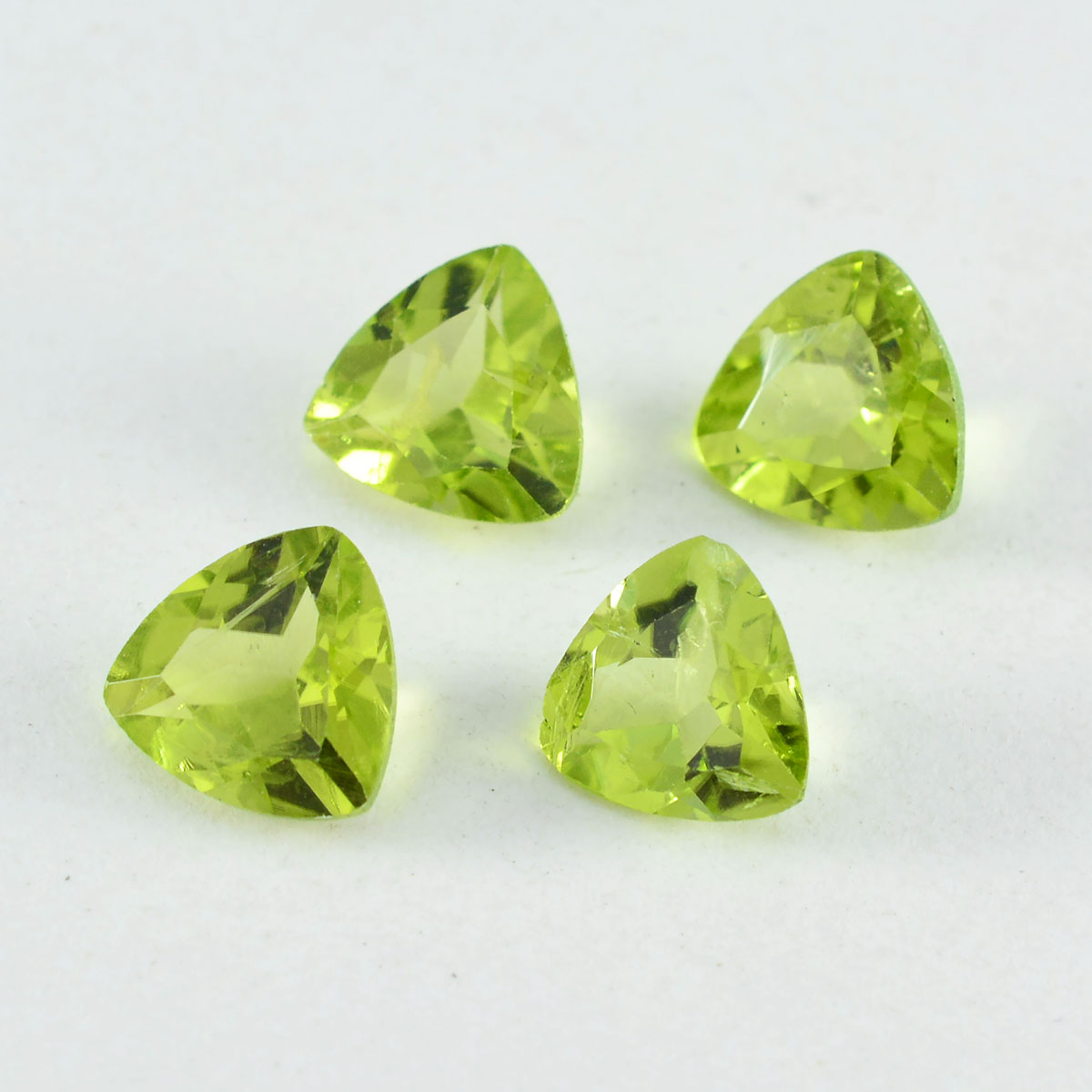Riyogems 1PC Real Green Peridot Faceted 11x11 mm Trillion Shape AAA Quality Gems