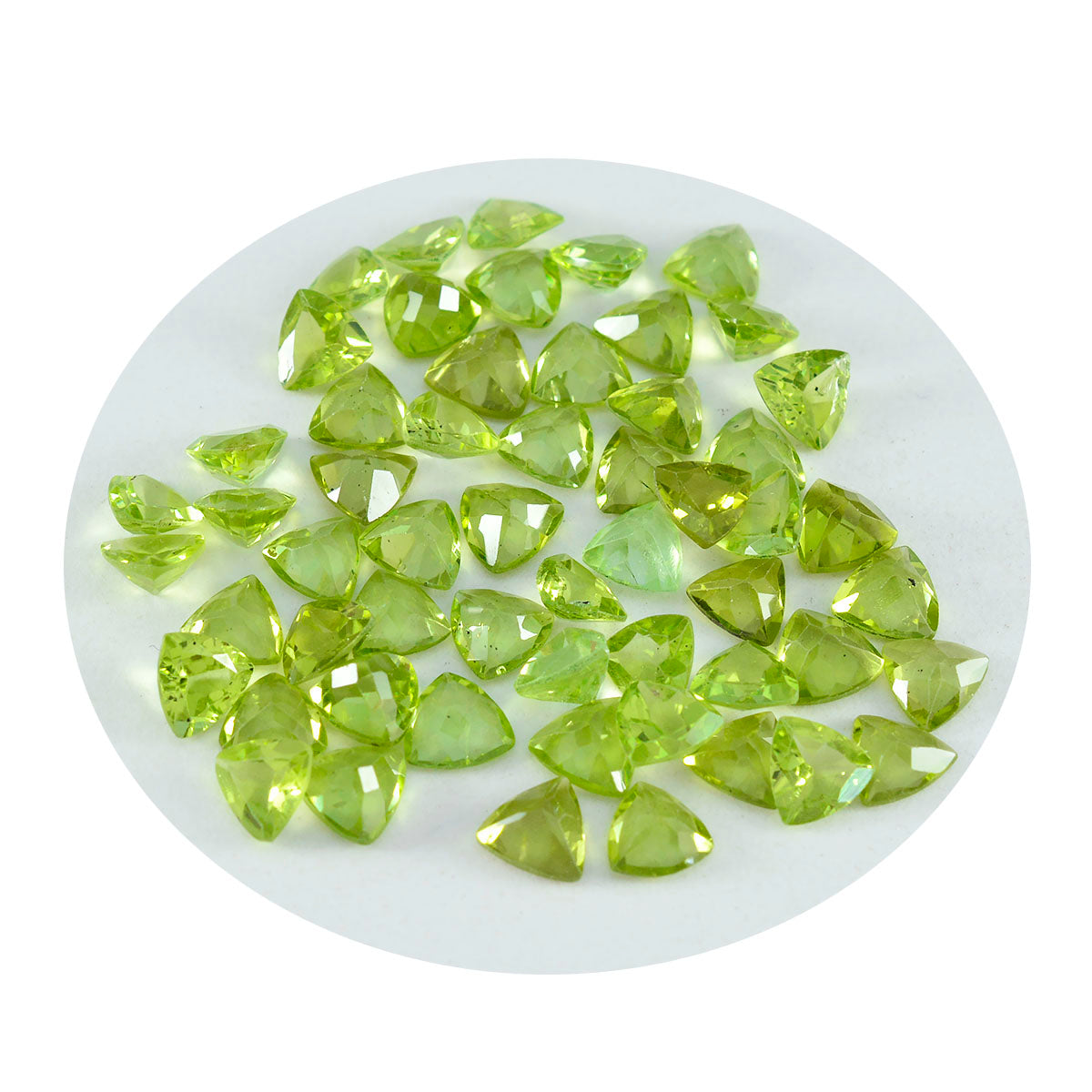 Riyogems 1PC Genuine Green Peridot Faceted 6X6 mm Trillion Shape beauty Quality Loose Gem