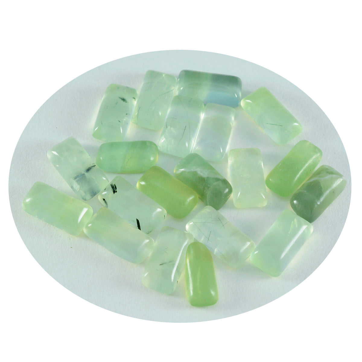 Riyogems – cabochon en préhnite verte, 1 pièce, 6x12mm, en forme de baguett, pierre de belle qualité