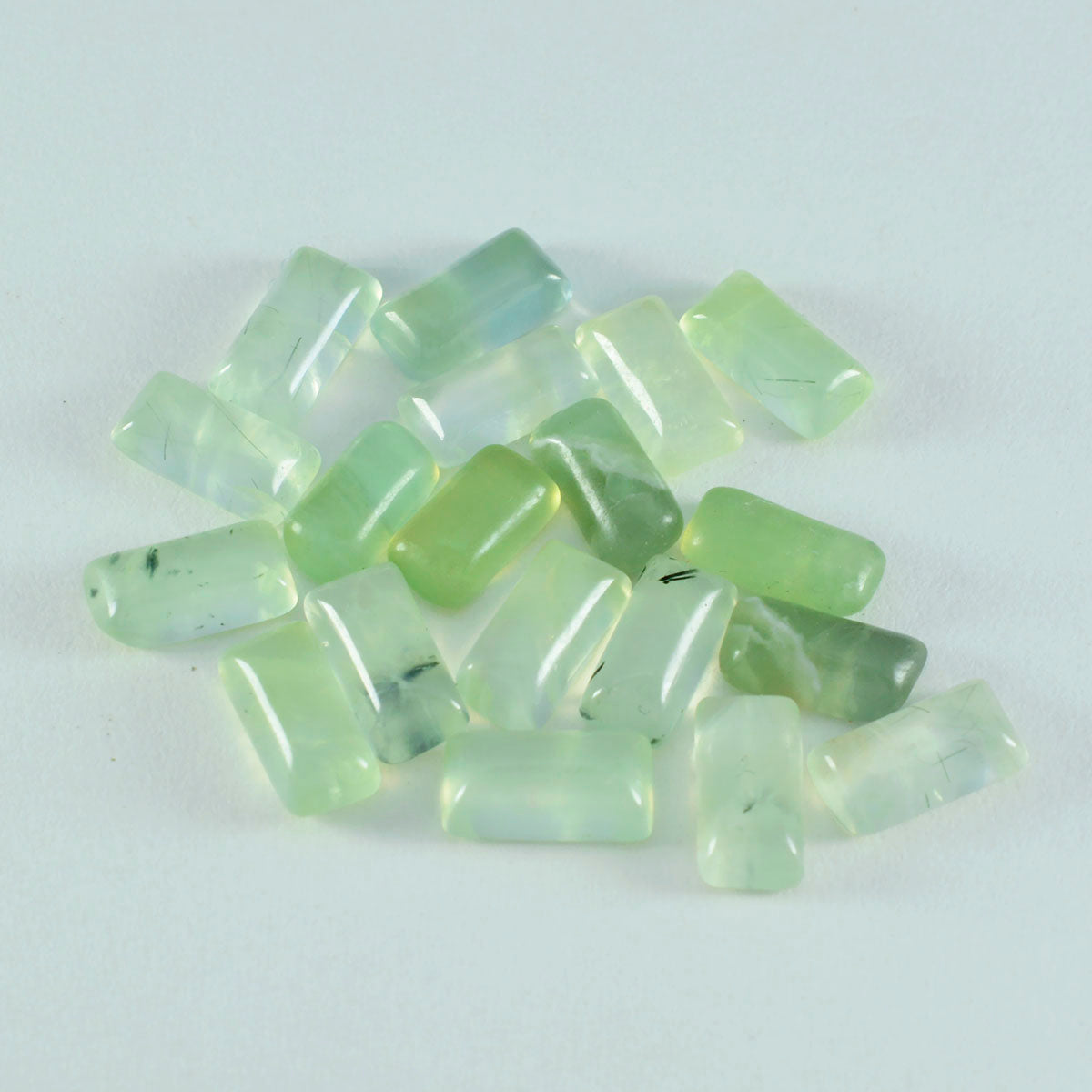 riyogems 1 шт. зеленый пренит кабошон 7x14 мм в форме багета красивый качественный драгоценный камень