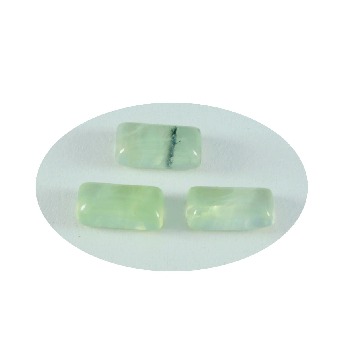 Riyogems 1 pieza cabujón de prehnita verde 9x18 mm forma baguett gemas sueltas de fantástica calidad
