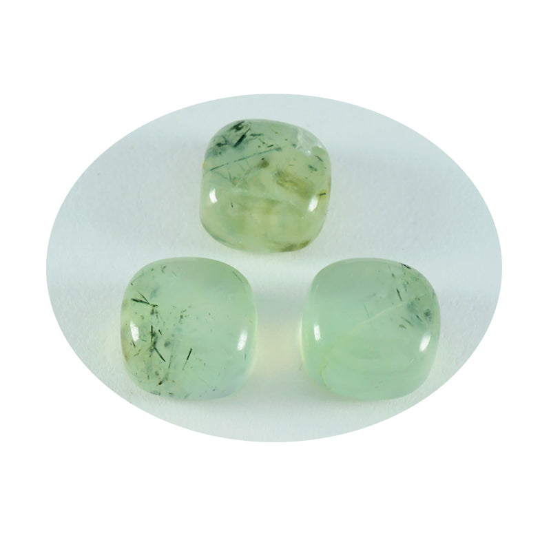 riyogems 1pc green prehnite cabochon 10x10 mm cushion shape amazing quality loose gem