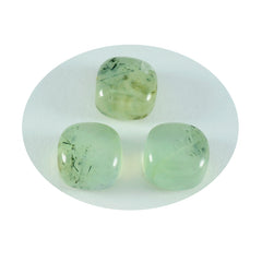 riyogems 1pc グリーン プレナイト カボション 10x10 mm クッション形状 驚くべき品質のルース宝石