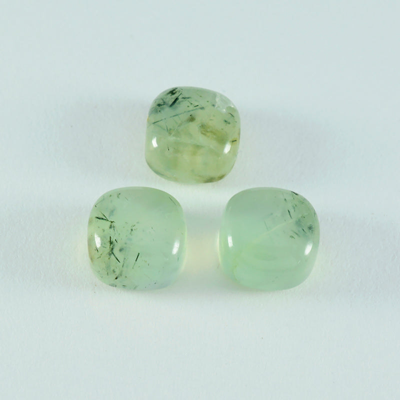 riyogems 1pc グリーン プレナイト カボション 10x10 mm クッション形状 驚くべき品質のルース宝石