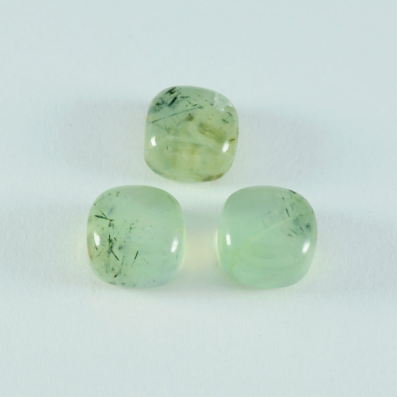 riyogems 1pc green prehnite cabochon 10x10 mm cushion shape amazing quality loose gem