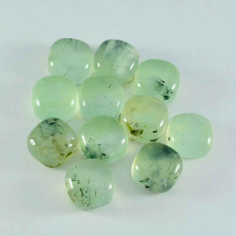 Riyogems 1PC Green Prehnite Cabochon 8x8 mm Cushion Shape awesome Quality Stone