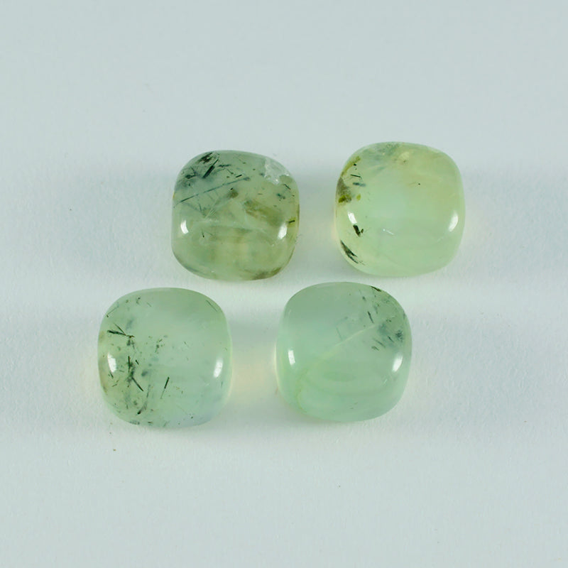 Riyogems 1 pieza cabujón de prehnita verde 9x9 mm forma de cojín piedra preciosa de calidad de belleza
