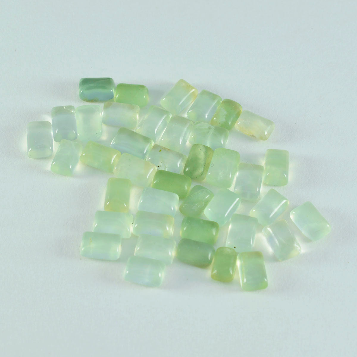 riyogems 1pc green prehnite cabochon 4x6 mm octagon shape cute quality loose gems