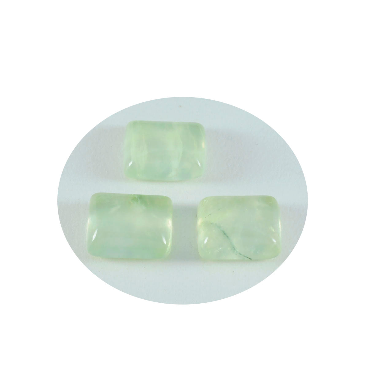 Riyogems 1 Stück grüner Prehnit-Cabochon, 9 x 11 mm, achteckige Form, A+1-Qualitätsstein