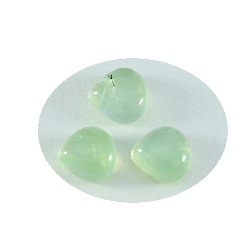 Riyogems 1PC Green Prehnite Cabochon 10x10 mm Heart Shape excellent Quality Loose Gem